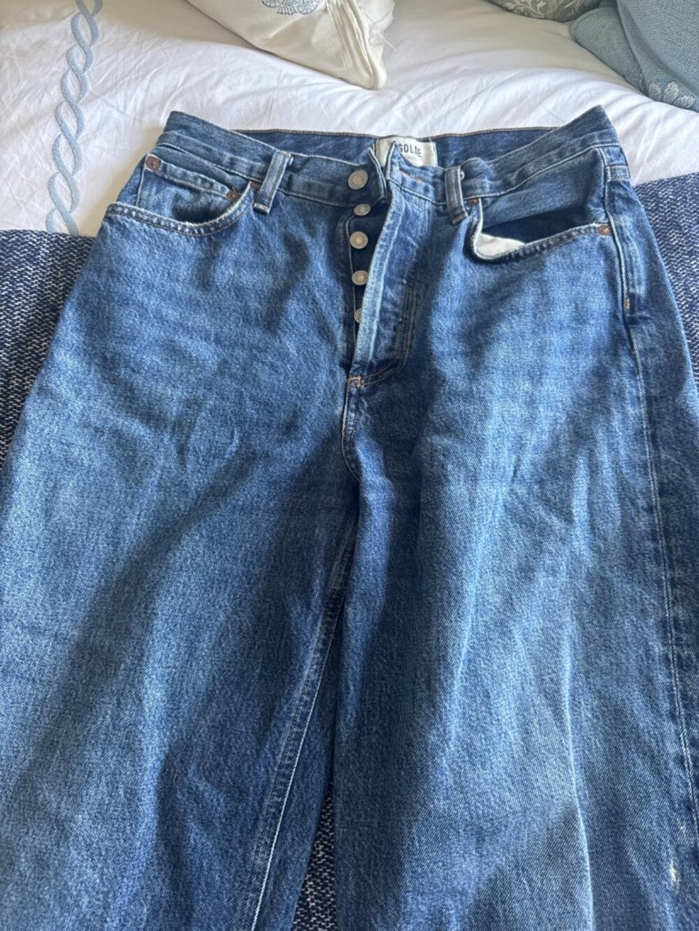 AGOLDE Boyfriend Loose Straight Jeans Size 26 Medium Wash Button Fly